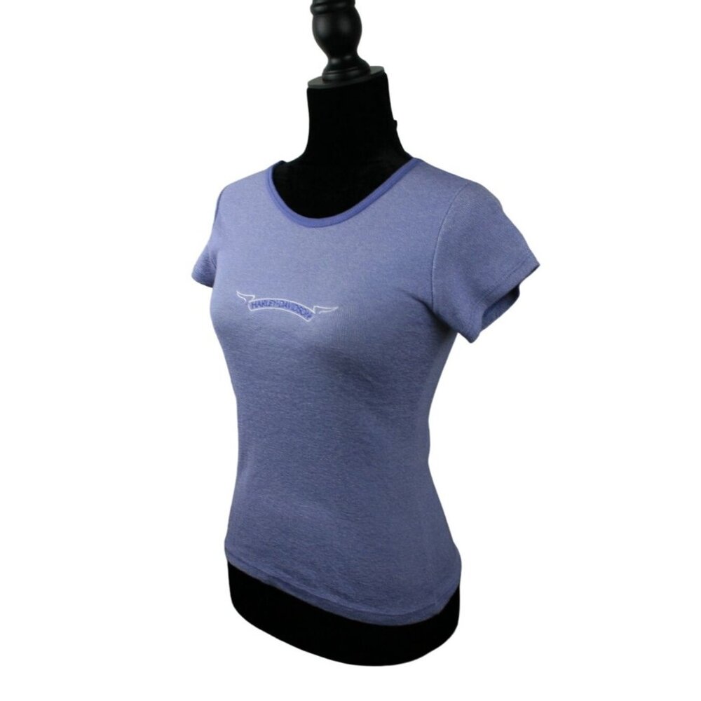 Women's Harley Davidson Blue Stretchy Tee Whitt's Manassas VA Size M - Picture 4 of 7
